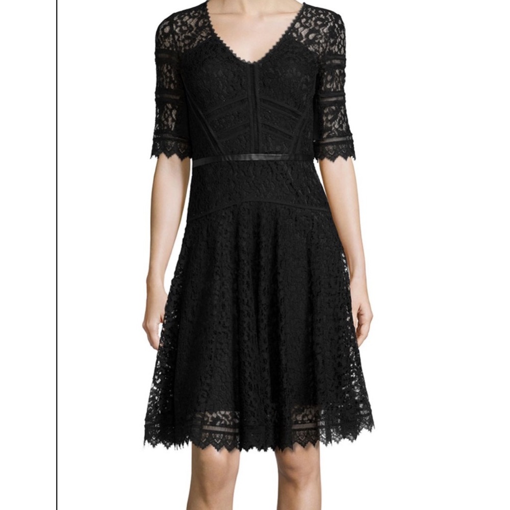 Rebecca Taylor V-Neck Lace Party Dress